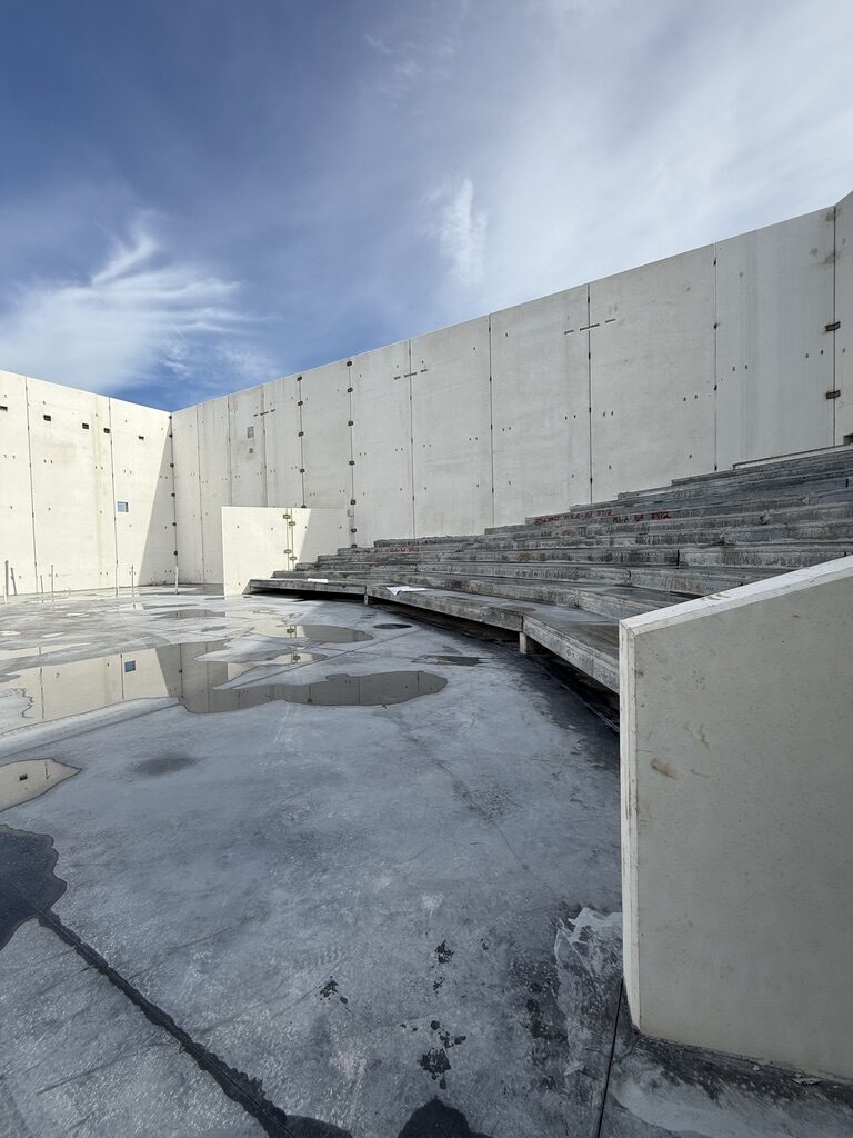 Concrete seating and worship center shell under construction in Bonita Springs, Florida