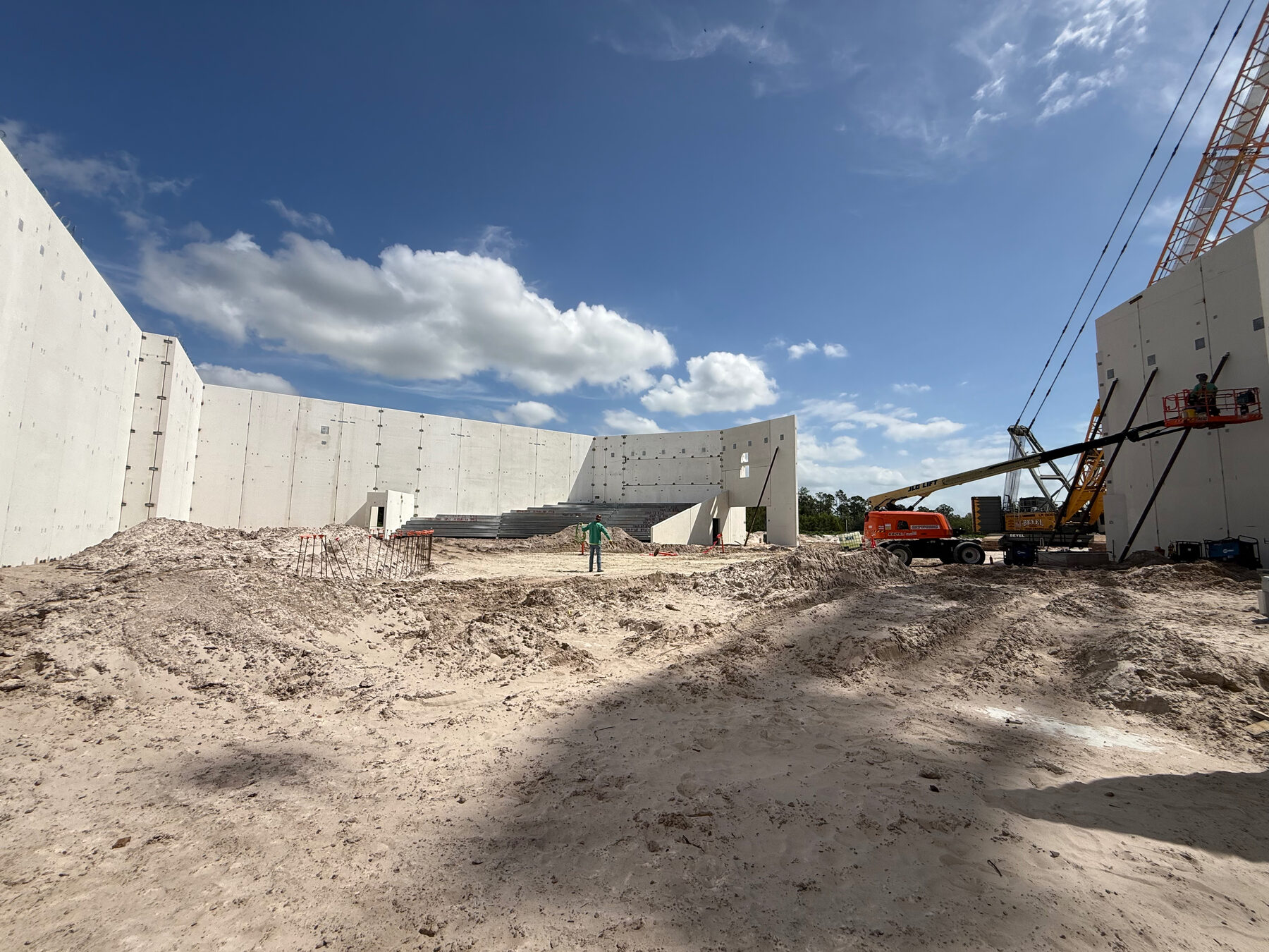 Tilt-wall concrete construction with a crane in Bonita Springs, Florida